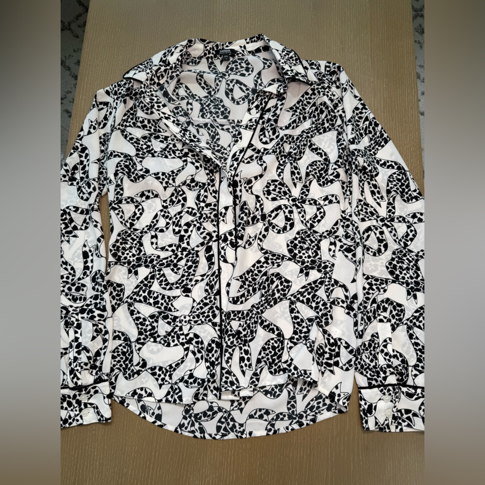 Express Black and White Button Down Shirt